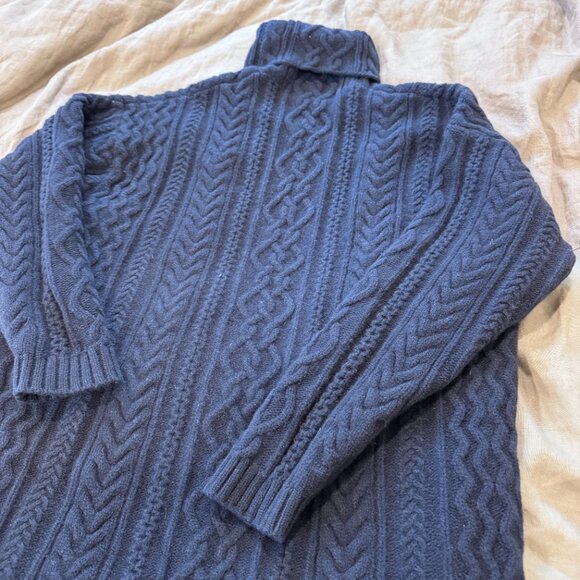 Ralph Lauren Collection Cable-Knit Turtleneck Merino Wool & Cashmere – Inky Navy - Picture 4 of 8